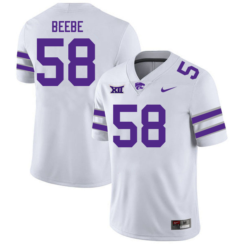 #58 Camden Beebe Kansas State Wildcats Fotball Jerseys Stitched Sale-White